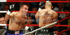 Dejan Zavec of Slovenia and Rafal Jackiewicz of Poland during IBF World Championship boxing match. IBF World Championship boxing match between Zavec and Jackiewicz was held on 4th of September 2010 in Stozice Arena in Ljubljana, Slovenia.
