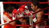 Tjasa Kolar of Slovenia and Anika Kurzer of Germany during boxing match. Boxing match between Kolar and Kurzer was held on 4th of September 2010 in Stozice Arena in Ljubljana, Slovenia.
