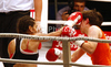 Tjasa Kolar of Slovenia and Anika Kurzer of Germany during boxing match. Boxing match between Kolar and Kurzer was held on 4th of September 2010 in Stozice Arena in Ljubljana, Slovenia.
