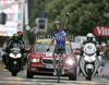 Winner Sylvain Chavanel of France (Quick Step) finishing the second stage of the 97th Tour de France from Bruxelles to Spa (Belgium). The stage was 201 km long. The second stage of 97th of Tour de France 2010 from Bruxelles to Spa was held on Monday, 5th of July 2010 in Belgium.
