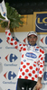 Jerome Pineau of France (Quick Step) in polka dot jersey as the best rider in mountain classification at the flower ceremony of the second stage of the 97th Tour de France from Bruxelles to Spa (Belgium). The stage was 201 km long. The second stage of 97th of Tour de France 2010 from Bruxelles to Spa was held on Monday, 5th of July 2010 in Belgium.
