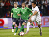 Chris Baird of Northern Ireland (L) and Zlatan Ljubijankic of Slovenia (R) during football match of first round of UEFA European championships qualifications between Slovenia and Northern Ireland. Match between Slovenia and Northern Ireland was played on Friday, 3rd of September 2010 in Ljudski Vrt arena in Maribor, Slovenia.
