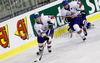 Robert Dowd (no.12) of Great Britain (L) and Ashley Tait (no.21) of Great Britain (R) during ice hockey match of IIHF Ice hockey World championships Division I, group B between Great Britain and Korea. Match between Great Britain and Korea of IIHF Ice hockey World championships Division I, group B was held on Sunday, 18th of April 2010 in Ljubljana, Slovenia.
