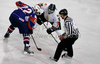 Marcel Rodman (no.22) of Slovenia (L) and Martons Vas (no.10) of Hungary (R) in faceoff during ice hockey match of IIHF Ice hockey World championships Division I, group B between Slovenia and Hungary. Match between Slovenia and Hungary of IIHF Ice hockey World championships Division I, group B was held on Friday, 23rd of April 2010 in Ljubljana, Slovenia.
