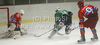 Ziga Pance (no.19) of HDD Olimpija (R) infront of OKeefe Mitch (no.31) of HK Jesenice during ice hockey match Summer League Rudi Hiti (Poletna liga Rudi Hiti) 2010 between HDD Tilia Olimpija and HK Acroni Jesenice. Match between HDD Tilia Olimpija and HK Acroni Jesenice was held on Friday, 20th of August 2010 in Ljubljana, Slovenia.
