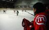 Suomalainen Jaakko (no.1) of HK Jesenice observig his teammates during ice hockey match Summer League Rudi Hiti (Poletna liga Rudi Hiti) 2010 between HDD Tilia Olimpija and HK Acroni Jesenice. Match between HDD Tilia Olimpija and HK Acroni Jesenice was held on Friday, 20th of August 2010 in Ljubljana, Slovenia.
