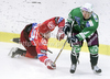 Sami Ryhanen (no.9) of HDD Olimpija (R) and Werner Eric (no.33) of HK Jesenice (L) during ice hockey match Summer League Rudi Hiti (Poletna liga Rudi Hiti) 2010 between HDD Tilia Olimpija and HK Acroni Jesenice. Match between HDD Tilia Olimpija and HK Acroni Jesenice was held on Friday, 20th of August 2010 in Ljubljana, Slovenia.
