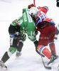 Matej Hocevar (no.14) of HDD Olimpija (L) and Ticar Rok (no.24) of HK Jesenice (R) during ice hockey match Summer League Rudi Hiti (Poletna liga Rudi Hiti) 2010 between HDD Tilia Olimpija and HK Acroni Jesenice. Match between HDD Tilia Olimpija and HK Acroni Jesenice was held on Friday, 20th of August 2010 in Ljubljana, Slovenia.
