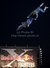 Robert Adelberg (AUS) in action during a training session for the London stage of The Red Bull X-Fighters freestlye Motorcycle Cross Tournament held at Battersea Power Station in London, England, on 12th of August 2010.
