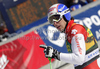 Winner Carlo Janka of Switzerland reacts in finish of second run of Men giant slalom race of Audi FIS alpine skiing World Cup 2010-2011 in Kranjska Gora, Slovenia. Men giant slalom race of FIS alpine skiing World Championships, was held on Saturday, 5th of March 2011, in Kranjska Gora, Slovenia.
