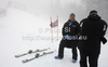 Chief of men FIS alpine skiing World cup, Gunther Hujara (L) and assistant referee Helmut Schmalz discussing course conditions before start of men super-g race of Audi FIS Alpine skiing World cup in Garmisch-Partenkirchen, Germany, which was canceled due too much of fog on course. Men super-g race of Audi FIS Alpine skiing World cup, was planed to be held in Garmisch-Partenkirchen, Germany, on Sunday, 29th of January 2012.
